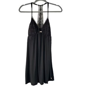 Victoria’s Secret Size Medium Black Baby Doll Nightie Lace Accent Sleepwear
